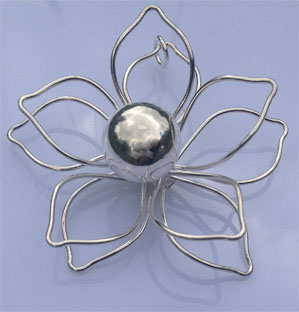 Silver Double Outline Flower Pendant