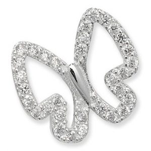 Silver and C.Z Butterfly Pendant