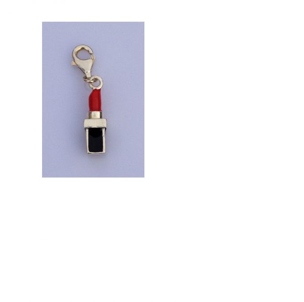 Silver and Enamel Lipstick Clip-on Charm