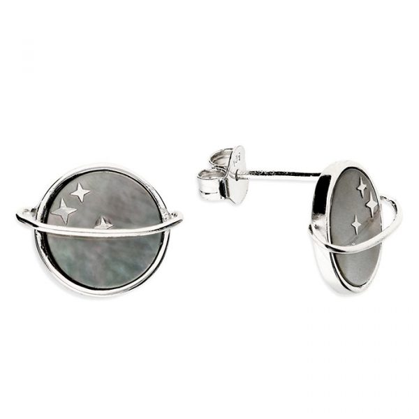 Silver and Mother of Pearl Orbit Earrings