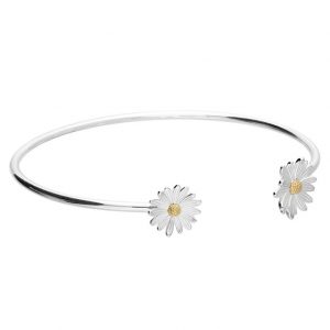 New           Silver Small and Large Daisy Cuff Bangle