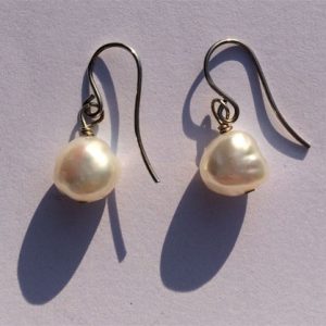 Silver and Freshwater Single Pearl Drop Earrings
