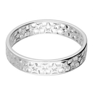 Silver Open Star Band Ring